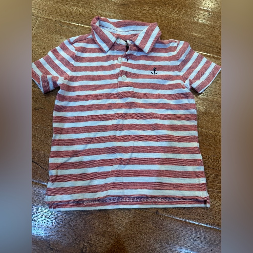Janie and Jack Red and White Striped Polo